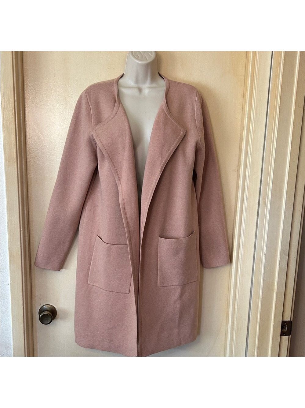 Women's Peachy/Khaki Open Front Coatigan  size M